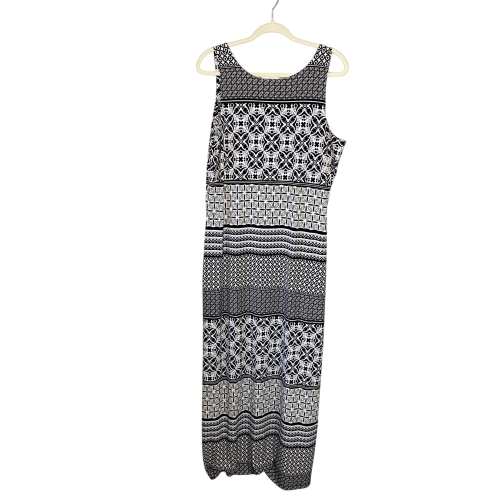 Tommy Bahama Womens Black White Geometric Tile Print Sleeveless Maxi Dress L - Picture 1 of 10